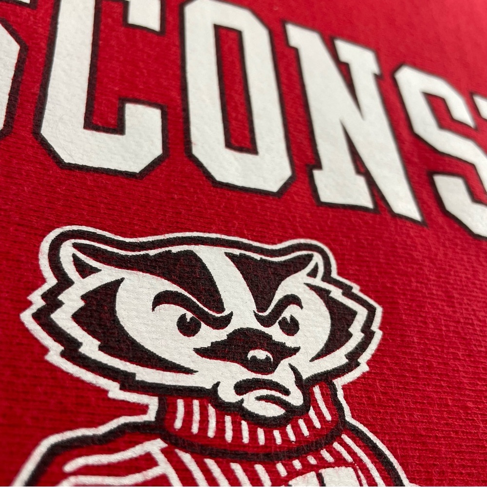 Vintage Y2K Champion Reverse Weave Wisconsin Badgers Crew Sweatshirt Red Large - Picture 4 of 11